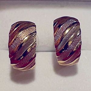 Gold tone, filigree costume, pierced earrings